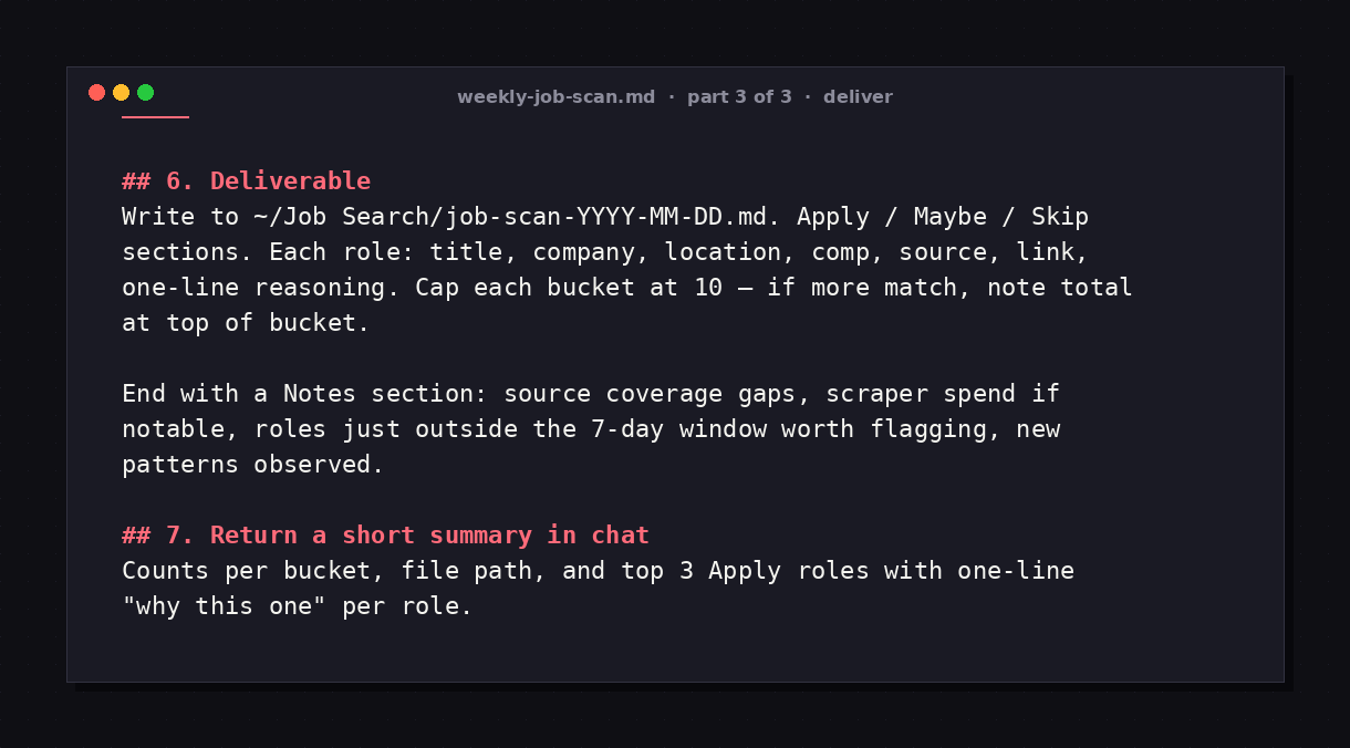 Weekly job scan prompt — part 3 of 3, deliver